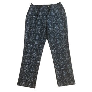 ISAAC MIZRAHI LIVE Pants Women's Size 16 Black White Floral Straight Leg